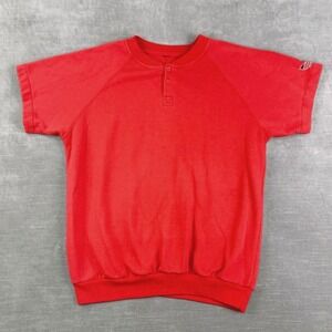 Vintage‎ adidas Knit Shirt Mens Medium Red 80s Embroidered Trefoil Henley Tee